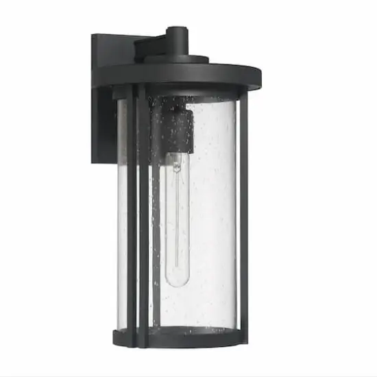 Hello Honey&reg; Maude Matte Black Modern Cylindrical Metal & Glass Wall Mounted Outdoor Wall Light {1}