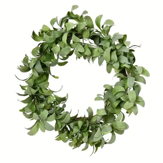 22" Green Lamb Ear Leaves Wreath {1}