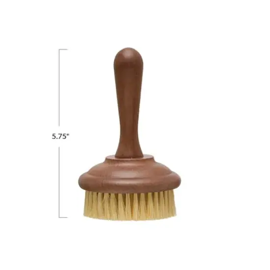 Hello Honey&reg; 6" Brown Carved Wood Dish Brush {6}