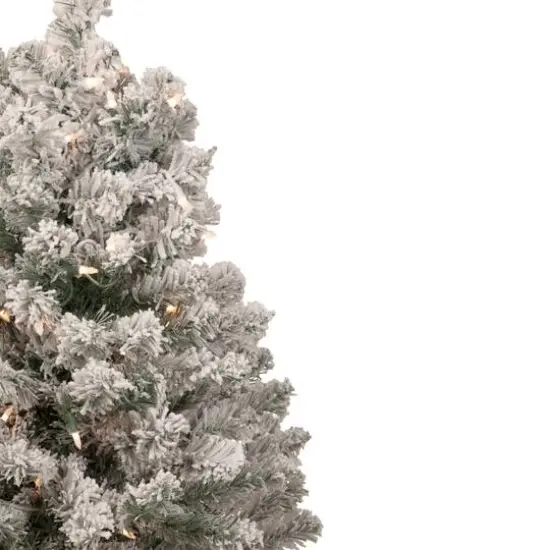 3ft. Pre-Lit Heavily Flocked Madison Pine Medium Artificial Christmas Tree, Clear Lights {5}