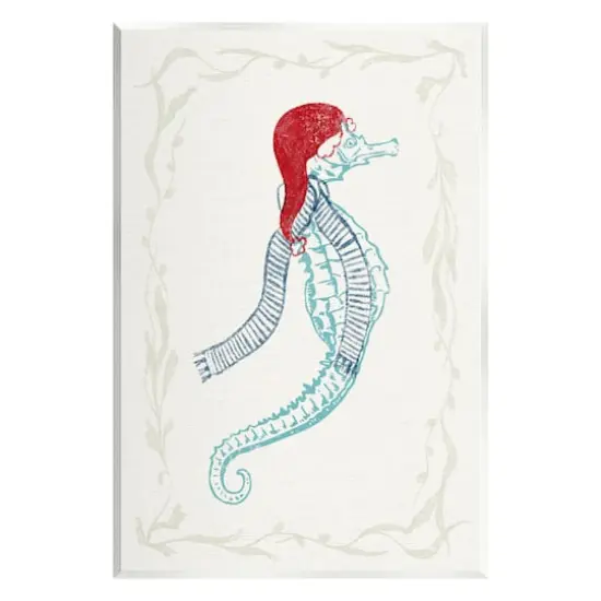 Stupell Industries Coastal Christmas Seahorse Santa Wall Plaque Art {1}