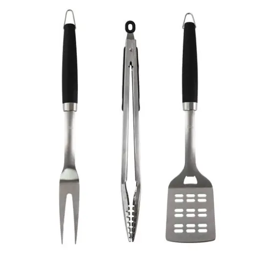 Gibson Home&reg; Silver & Black Sawyer 3 Piece Stainless Steel BBQ Tool Set {1}