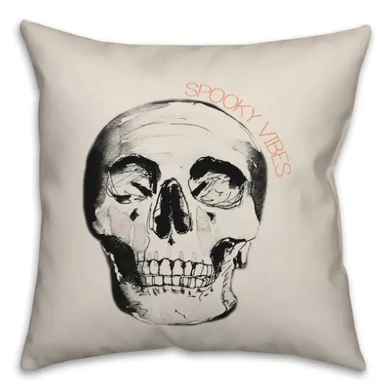 Spooky Vibes Skull 18" x 18" Throw Pillow {1}