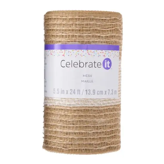 5.5" x 24ft. Mesh Jute & Cotton Wide Stripe Ribbon by Celebrate It&reg; {5}