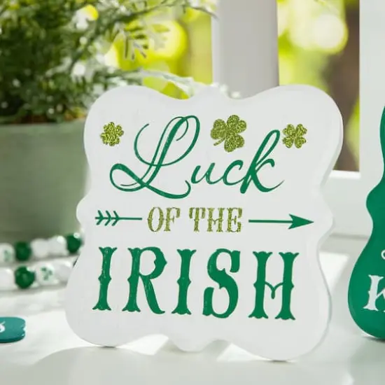 Glitzhome&reg; St. Patrick's Wooden Table D&eacute;cor Set {5}