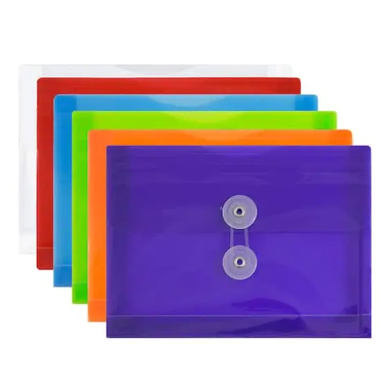 JAM Paper 5.5" x 7.5" Plastic Button & String Tie Closure Envelopes, 6ct. {1}