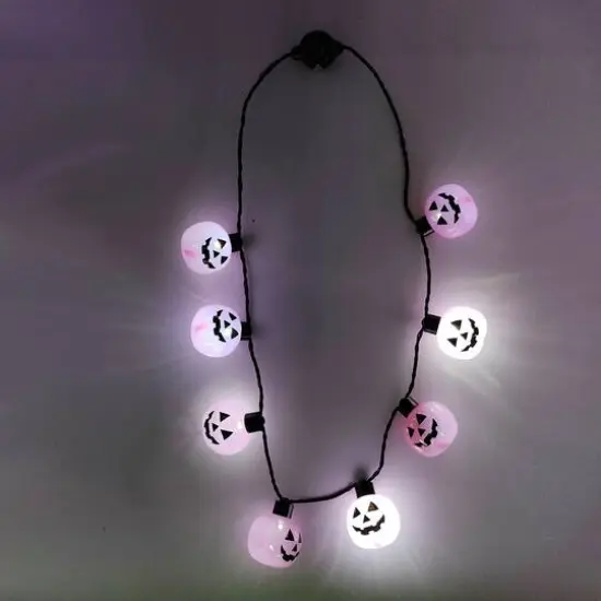 33" Pink Jack-O'-Lantern Necklace {3}