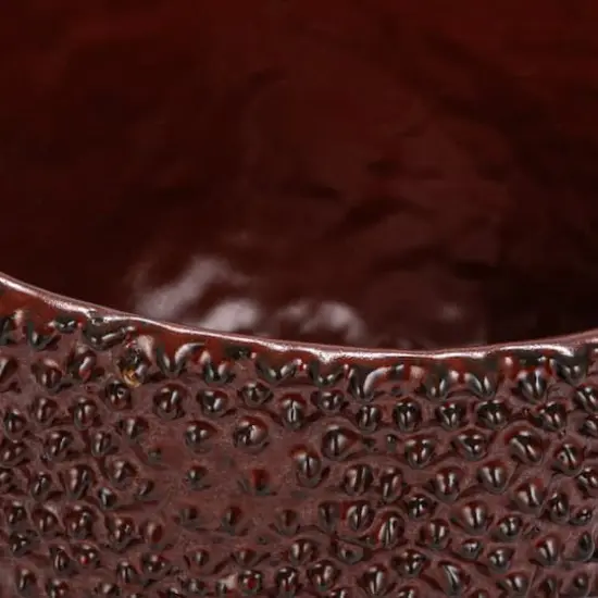 Hello Honey® 6" Brown Reactive Glaze Stoneware Organic Shaped Planter with Raised Dots {7}