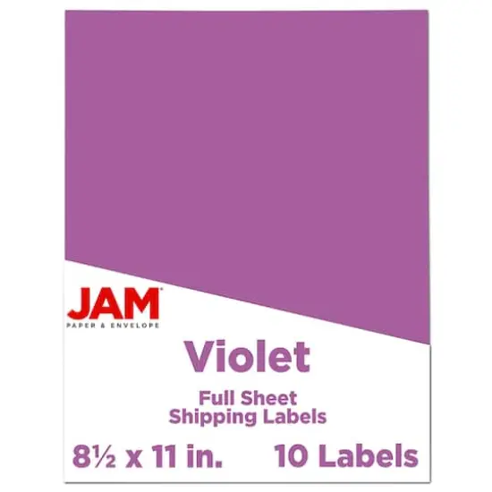JAM Paper Shipping Labels, 8.5" x 11" Violet {1}