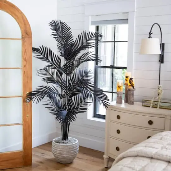 6ft. Artificial Halloween Black Paradise Palm Tree {8}