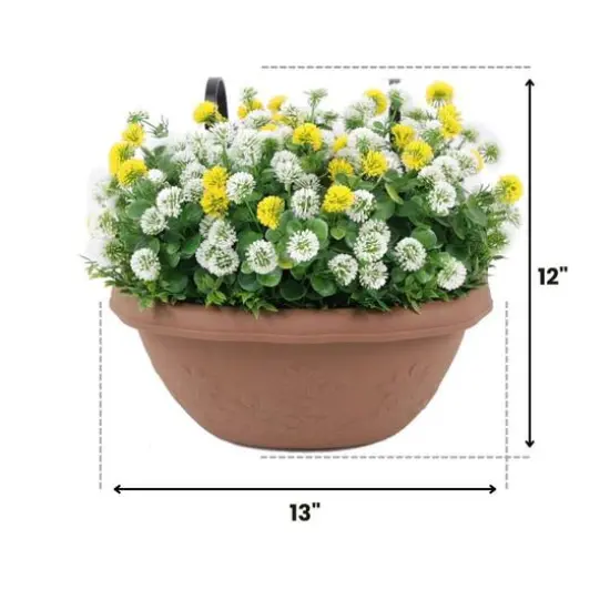 12" Faux Flowers in Hanging Basket, 2ct. Yellow/White {3}