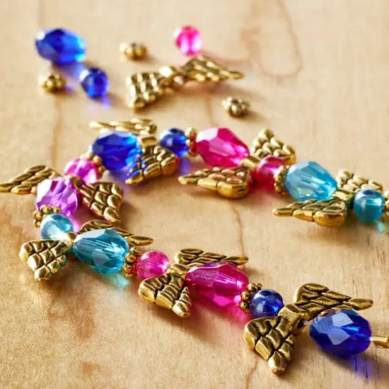 Blue & Purple Metal & Glass Angel Beads by Bead Landing&trade; {3}