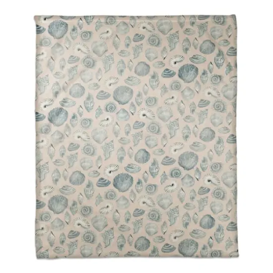 Blue Multicolor Shell Coral Fleece Blanket Blush {1}