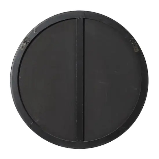 24" Black Wood Contemporary Round Wall Mirror {4}