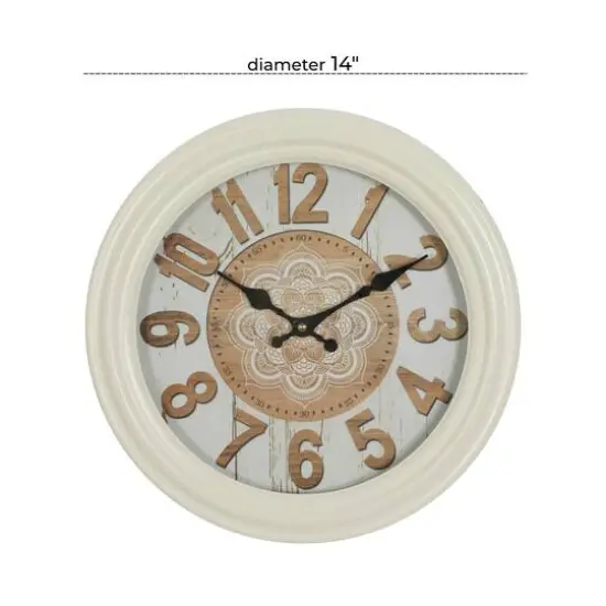 White Metal Farmhouse Wall Clock, 14" x 14" x 3" {7}