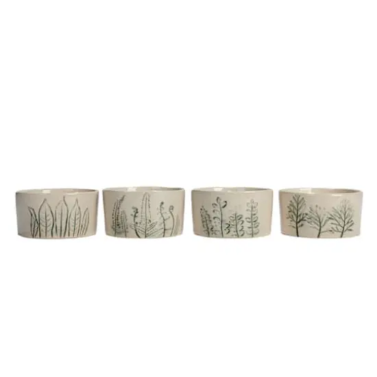 Hello Honey&reg; 4" Cream Stoneware Botanicals Bowl Set {6}