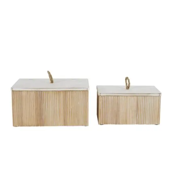 Cream Ribbed Storage Decorative Box Set with White Lids {9}