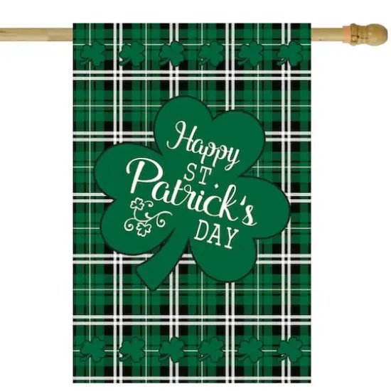 Happy St. Patrick's Day Plaid Outdoor House Flag 28" x 40" {1}