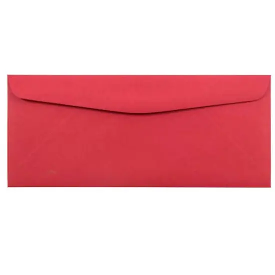 JAM Paper 4" x 9.5" Colored Business Window Envelopes, 50ct. Red Recycled {4}