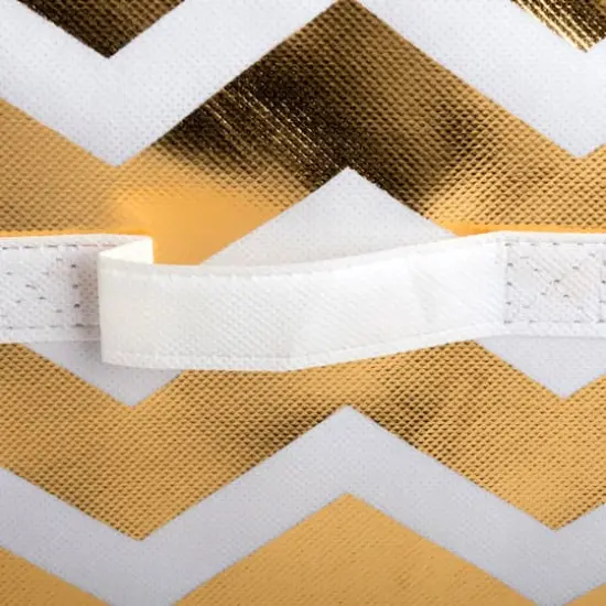 DII&reg; 13" Nonwoven Polyester White & Gold Chevron Storage Cube, 2ct. {3}