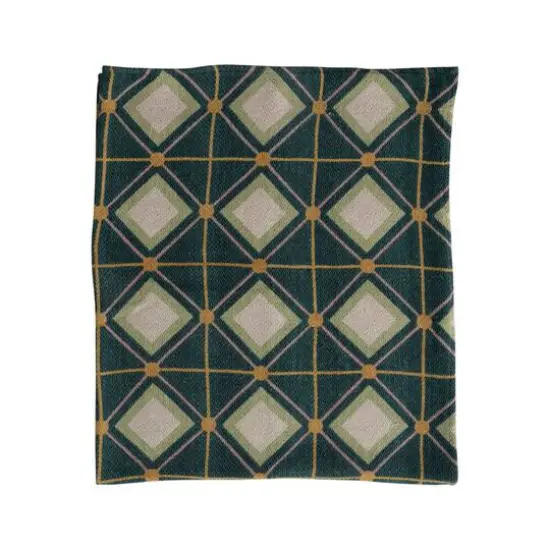 Diamond Grid Recycled Cotton Blend Throw {1}