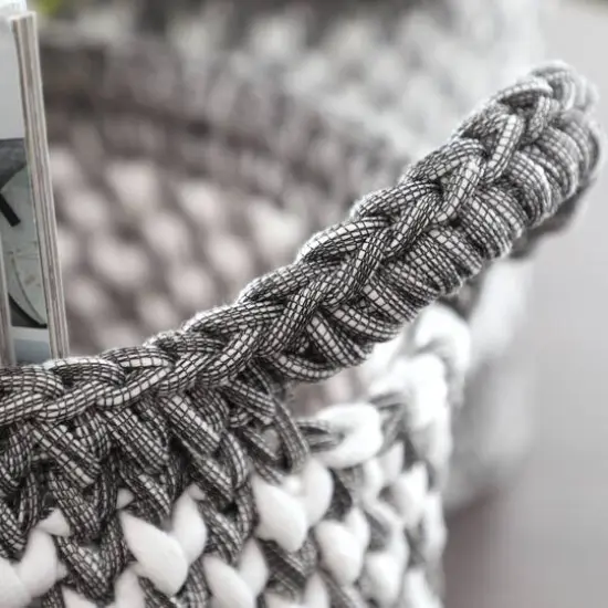 Gray Polyester Eclectic Storage Basket Set {6}