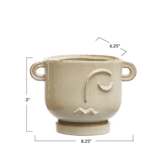 Hello Honey&reg; 8.25" Cream Stoneware Face Planter & Saucer {4}