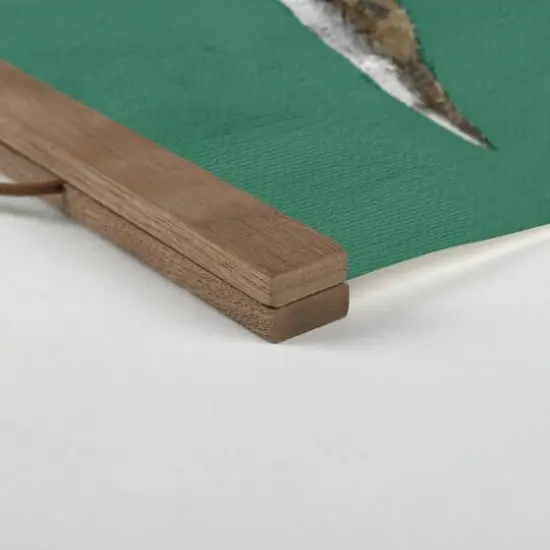 Brown Cow On Emerald 20" x 16" Teak Hanging Canvas {3}