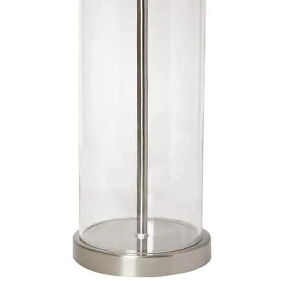 Lalia Home 27.5" Entrapped Glass Table Lamp with White Fabric Shade Brushed Nickel and White {8}