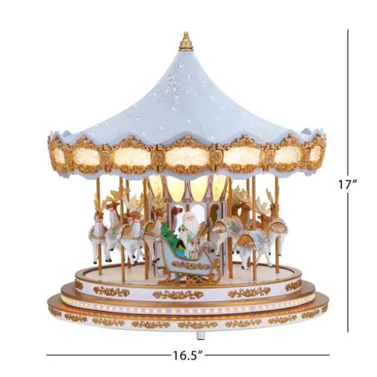 90th Anniversary Collection 17" Ice Blue Animated & Musical LED Crystal Carousel Accent {4}