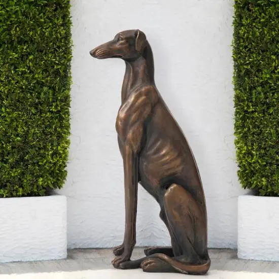 Glitzhome&reg; 30" Sitting Left Greyhound Dog Statue {4}