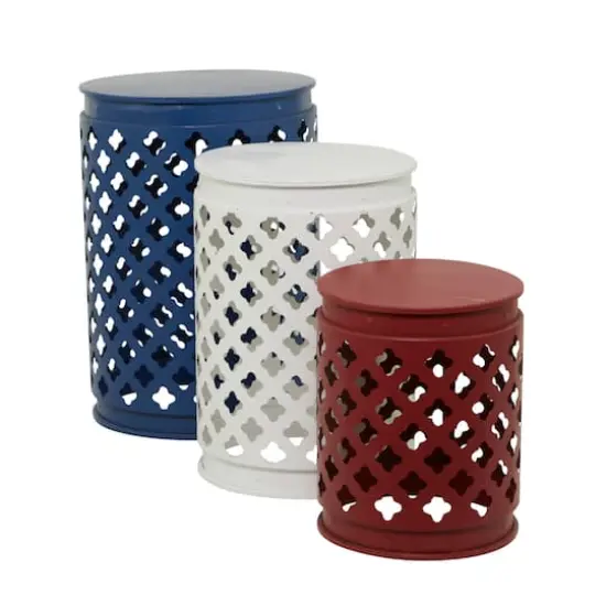 Multi Colored Metal Coastal Accent Table, Set of 3" Set of 3" 23", 19", 15" {3}