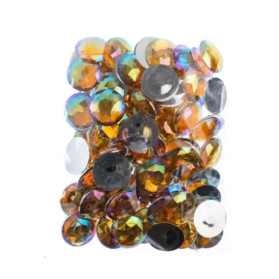 John Bead 25mm AB Acrylic Round Flat Back Rhinestones, 100ct. Gold AB {4}