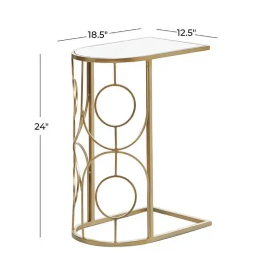 24" Gold Contemporary Metal Accent Table {7}