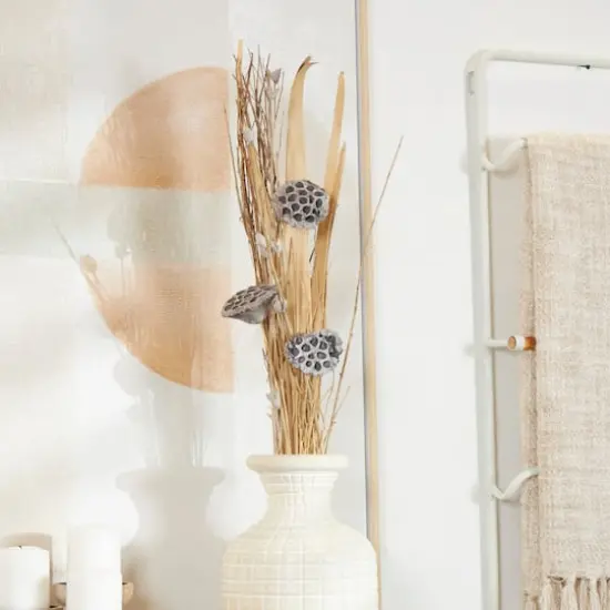 40" Gray Dried Plant Bouquet Lotus Flower Natural Foliage with Grass & Branch Accents {3}