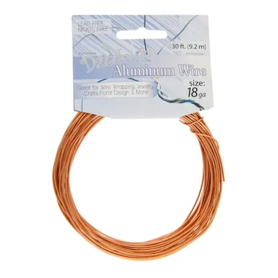John Bead 18 Gauge Aluminum Jewelry Wire, 30ft. Light Copper {4}