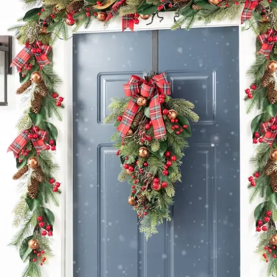 Glitzhome&reg; 6FT Christmas Bell, Pinecone & Berry Bow Garland {5}