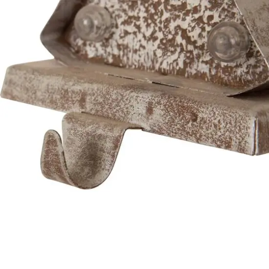 Glitzhome&reg; 8" Marquee LED Christmas Tree & Star Wooden & Metal Stocking Holder Set {8}