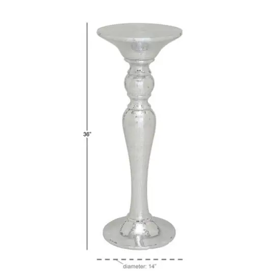 3ft. Silver Polystone Glam Pedestal Table {5}