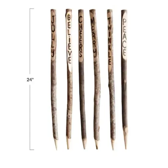 Hello Honey&reg; 24" Natural Holiday Sentiment Wood Stakes, 6ct. {5}