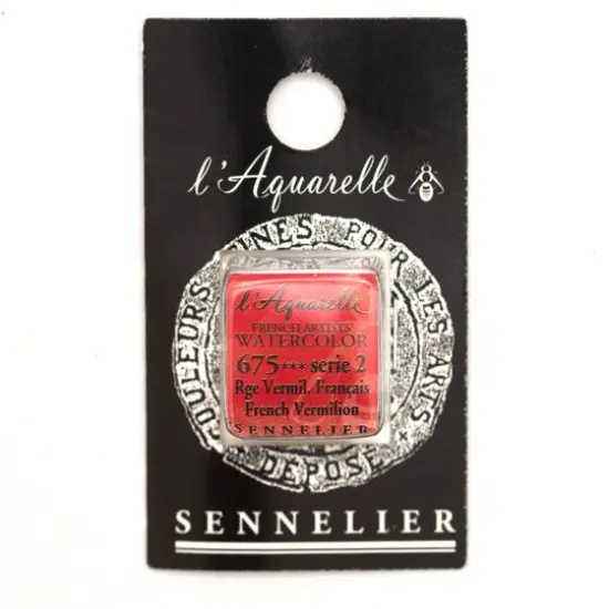 Sennelier French Artists' Watercolor Paint, Half Pan 675 French Vermilion {1}