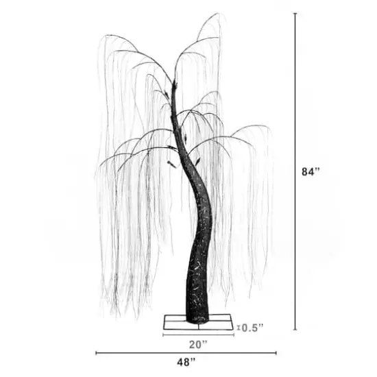 7ft. Pre-Lit Artificial Halloween Black Willow Tree with 600 Purple and Orange Dual Color LED Lights {3}