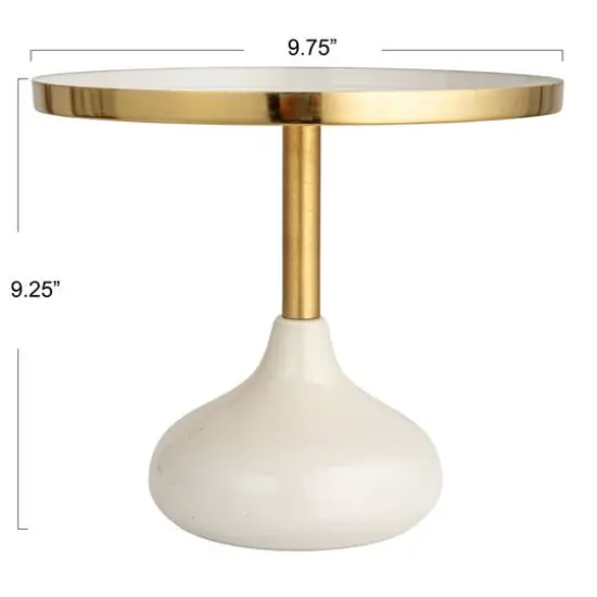 Hello Honey&reg; 9.25" Cream Round Enameled Metal Pedestal {10}