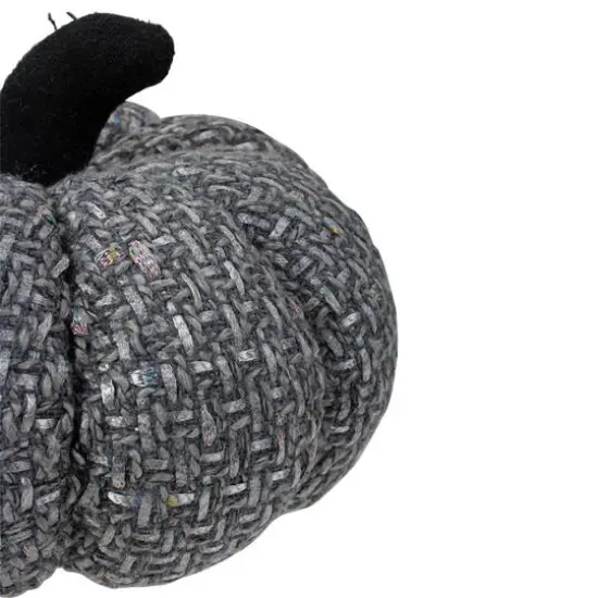 7.5" Gray Knitted Fall Harvest Tabletop Pumpkin {5}