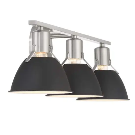 Hello Honey&reg; 24" Cooper Black & Nickel Metal 3-Light Vanity Light with Etched Glass Shades {4}
