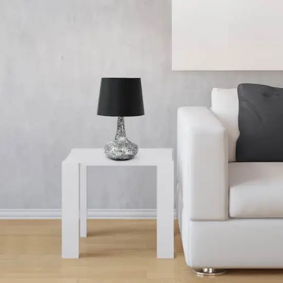 Simple Designs 14" Mosaic Glass Genie Table Lamp with Fabric Shade Black {5}