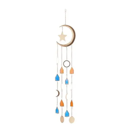 Gold Contemporary Moon and Sun Windchime, 8" x 2" x 42" {1}