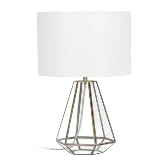 Lalia Home 18" Transparent Triagonal Brass Table Lamp {1}