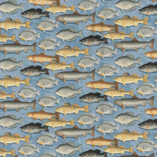 Fabric Traditions Blue Fish Cotton Fabric {1}