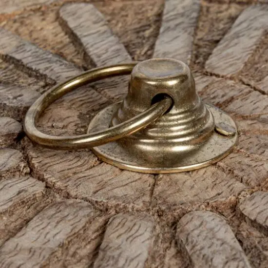 Hello Honey&reg; 5.75" Round Carved Mango Wood Pleated Box with Lid & Metal Pull {6}